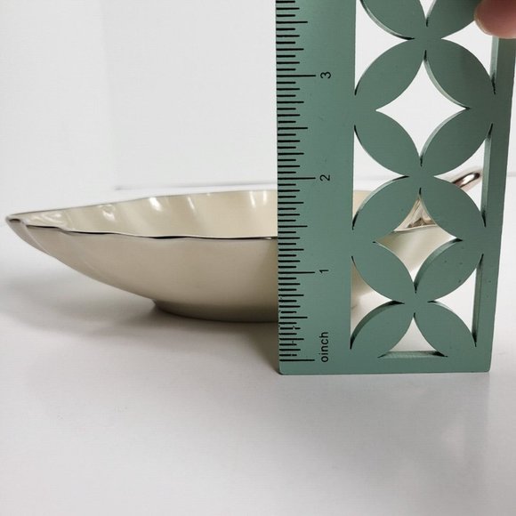 Lenox Candy Trinket Jewelry Dish Leaf With Silver Trim Vintage USA Home Decor - Picture 9 of 16